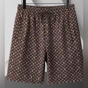 Louis Vuitton Brown and White Monogram Drawstring Shorts